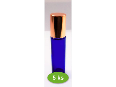 BEWIT Roll-on bottle blue glossy, 10 ml, gold cap - 5 pcs