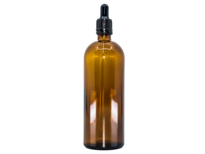 BEWIT Üvegpalack - 200 ml, fényes barna, fekete pipettával