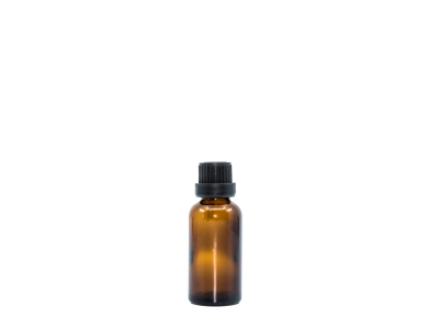 BEWIT Üvegpalack - 30 ml, fényes barna, cseppentős, fekete kupak