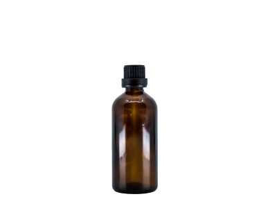 BEWIT Sklenená fľaša hnedá lesklá, 100 ml, kvapkadlo, čierny uzáver